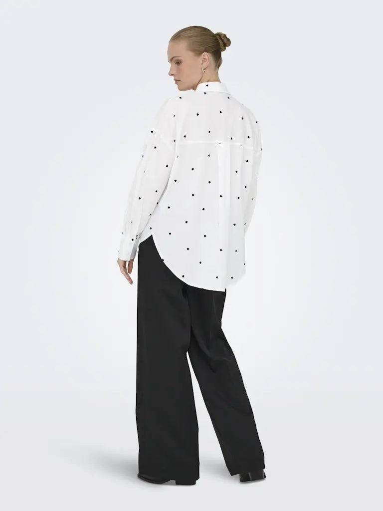 Nelly Loose Skjorte - White/Black Heart JDY