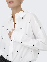 Nelly Loose Skjorte - White/Black Heart JDY