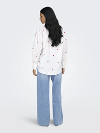 Nelly Loose Skjorte - White/Pink Heart JDY