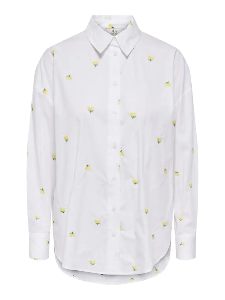 Nelly Loose Skjorte - White/Yellow Lemon JDY