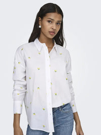 Nelly Loose Skjorte - White/Yellow Lemon JDY