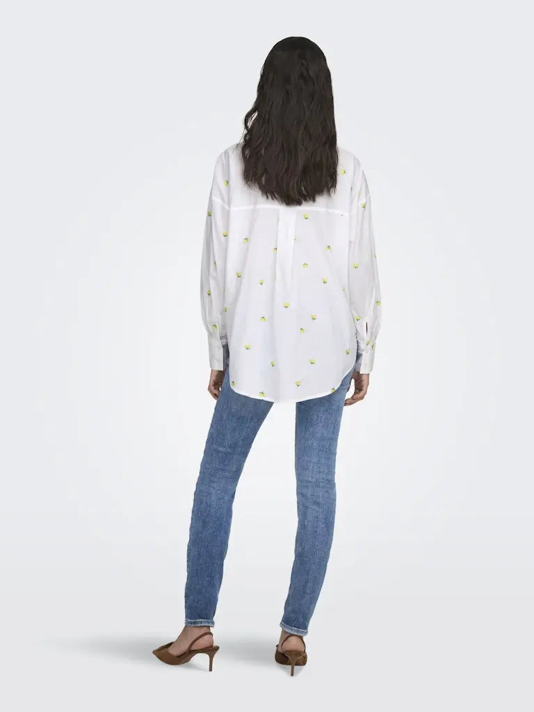 Nelly Loose Skjorte - White/Yellow Lemon JDY