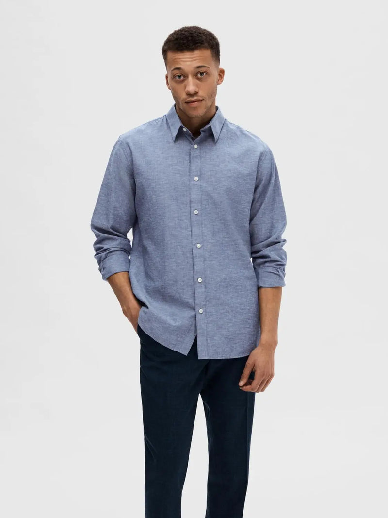 New Slim Linskjorte - Medium Blue Denim Selected Homme