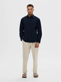 New Slim Linskjorte - Sky Captain Selected Homme