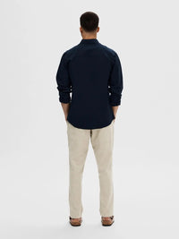 New Slim Linskjorte - Sky Captain Selected Homme