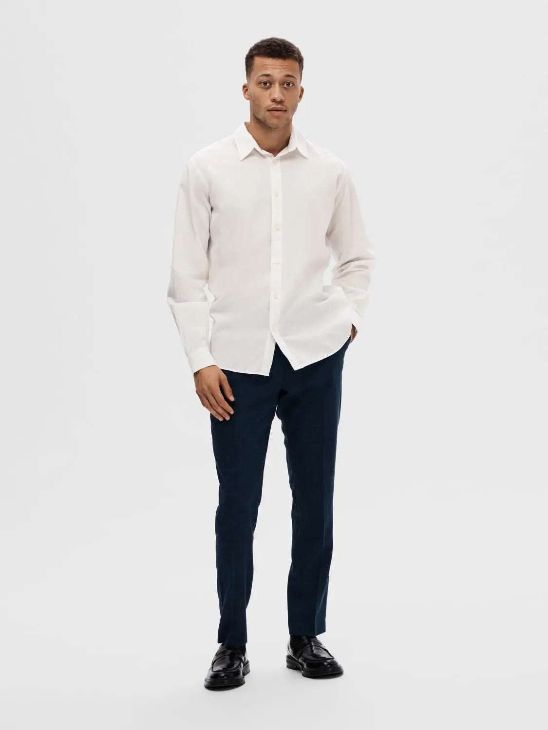 New Slim Linskjorte - White Selected Homme