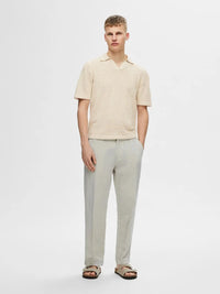 Nik Strikket Relaxed Polo - Fog Selected Homme