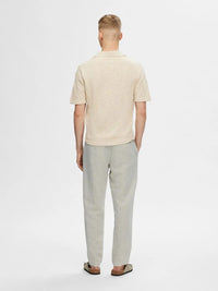 Nik Strikket Relaxed Polo - Fog Selected Homme