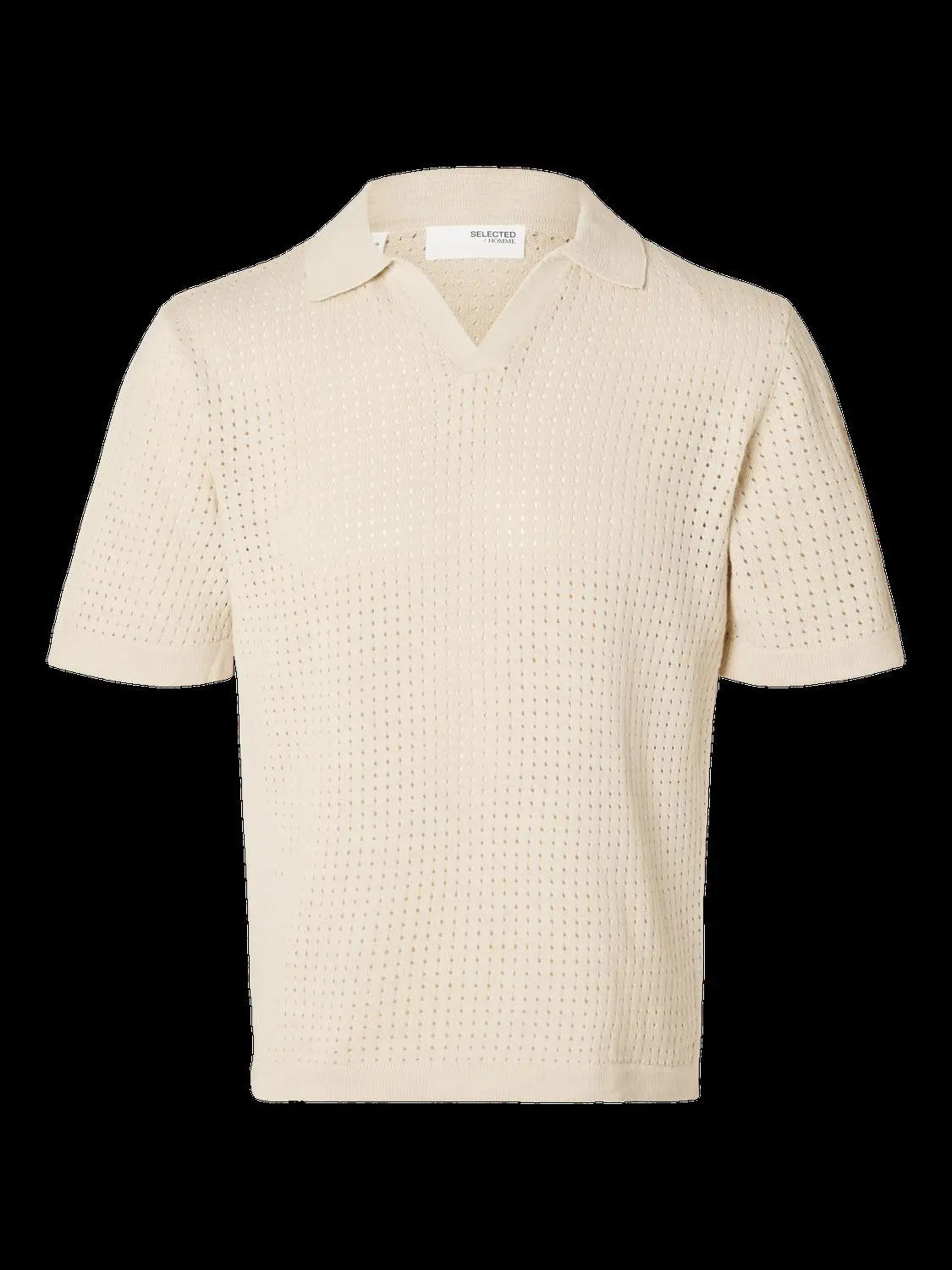 Nik Strikket Relaxed Polo - Fog Selected Homme