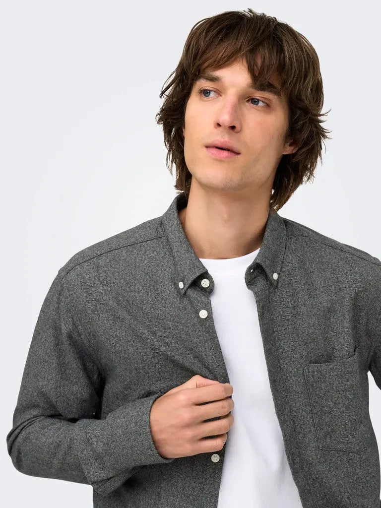 Niko Melange Skjorte - Black Only & Sons
