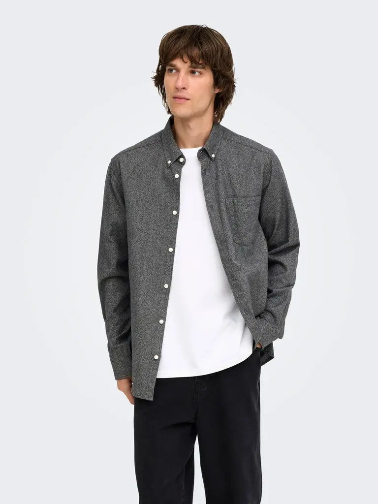 Niko Melange Skjorte - Black Only & Sons