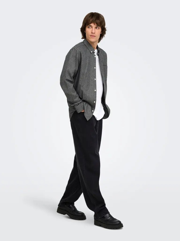 Niko Melange Skjorte - Black Only & Sons