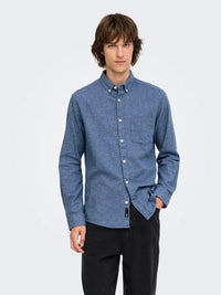 Niko Melange Skjorte - Dress Blues Only & Sons