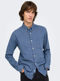 Niko Melange Skjorte - Dress Blues Only & Sons