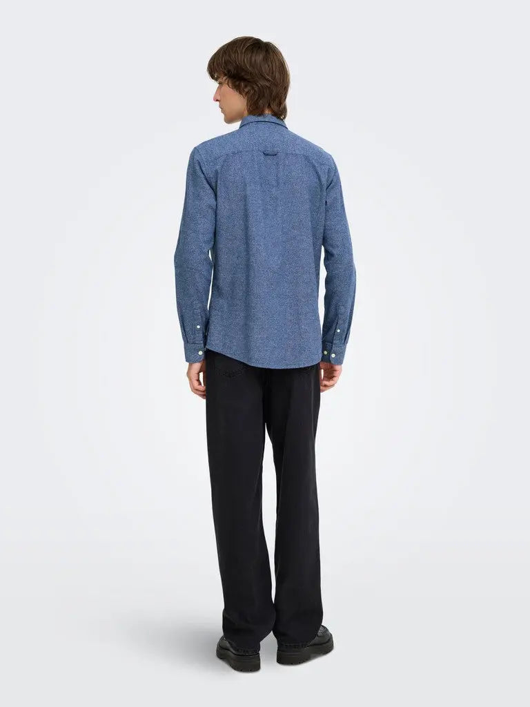 Niko Melange Skjorte - Dress Blues Only & Sons