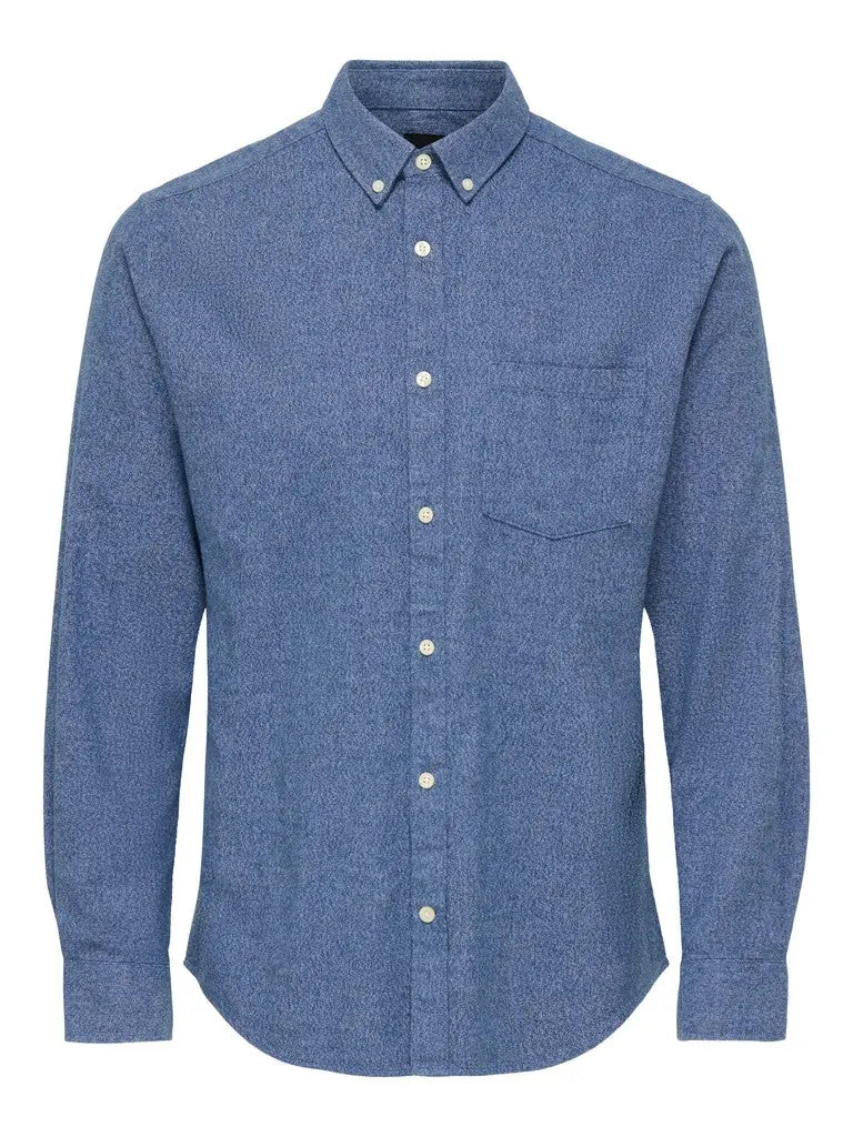Niko Melange Skjorte - Dress Blues Only & Sons