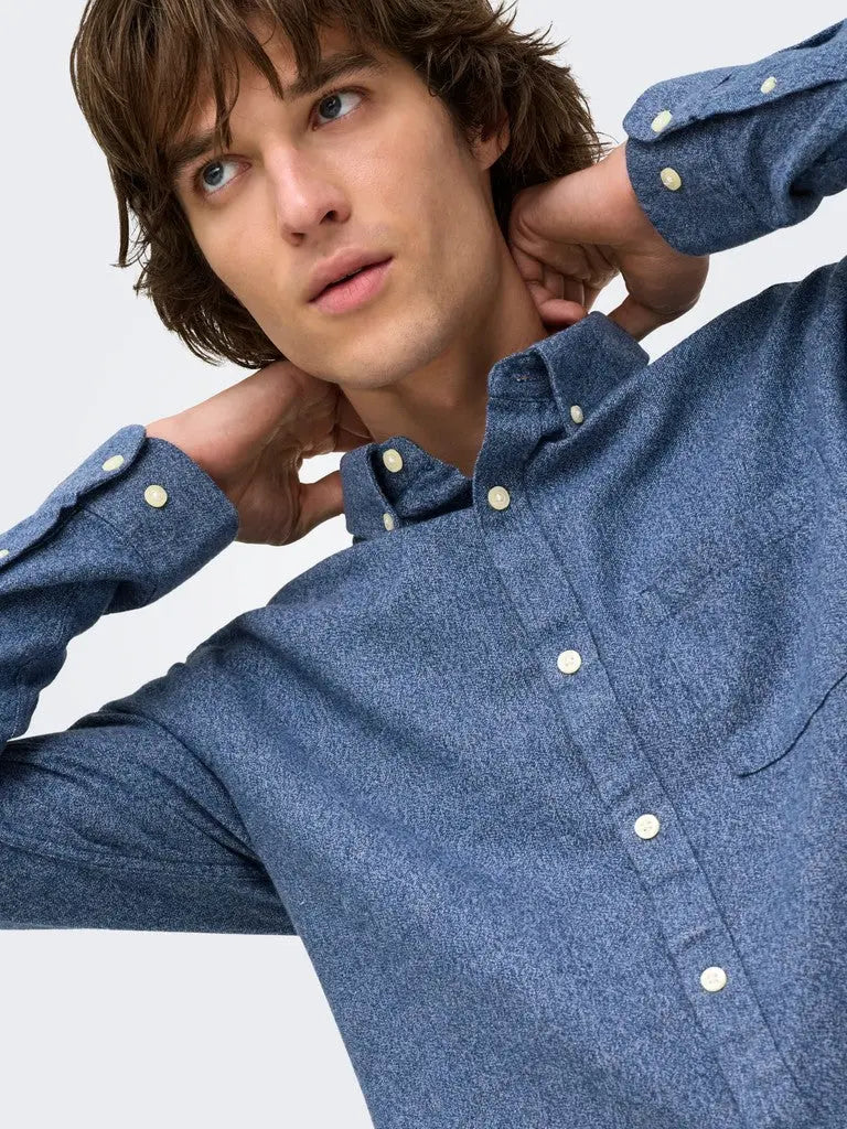 Niko Melange Skjorte - Dress Blues Only & Sons