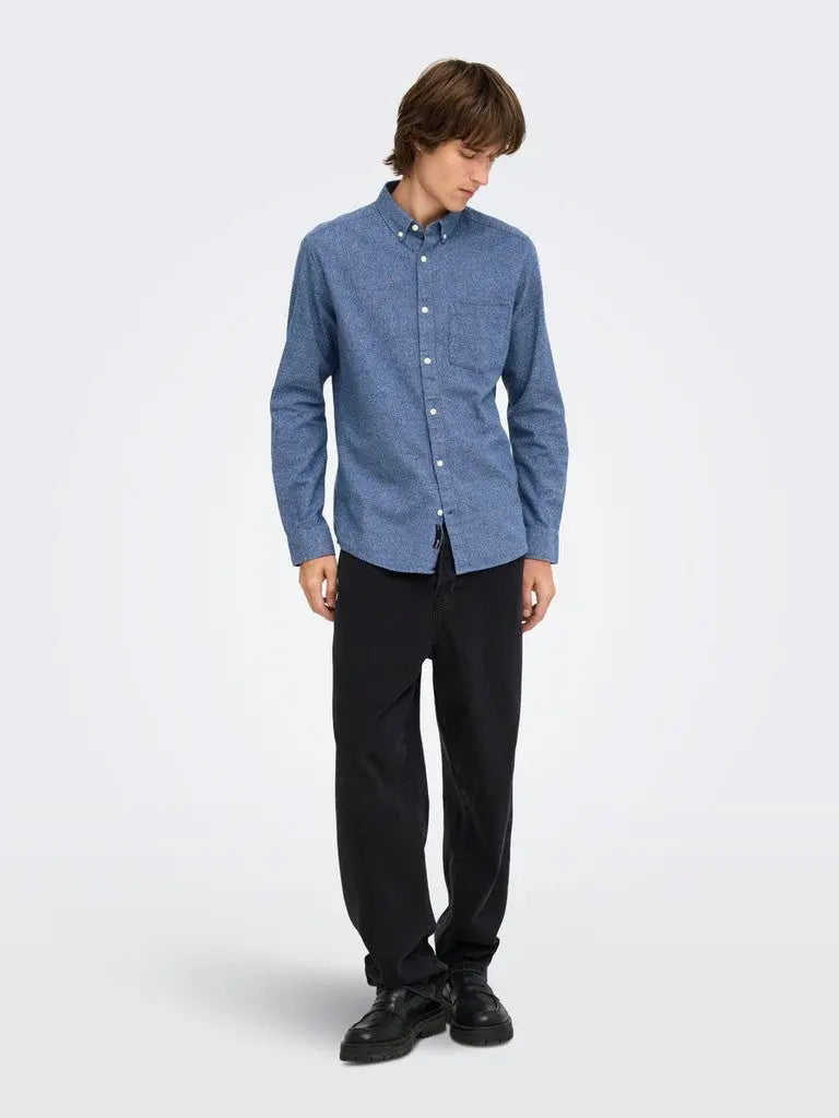 Niko Melange Skjorte - Dress Blues Only & Sons