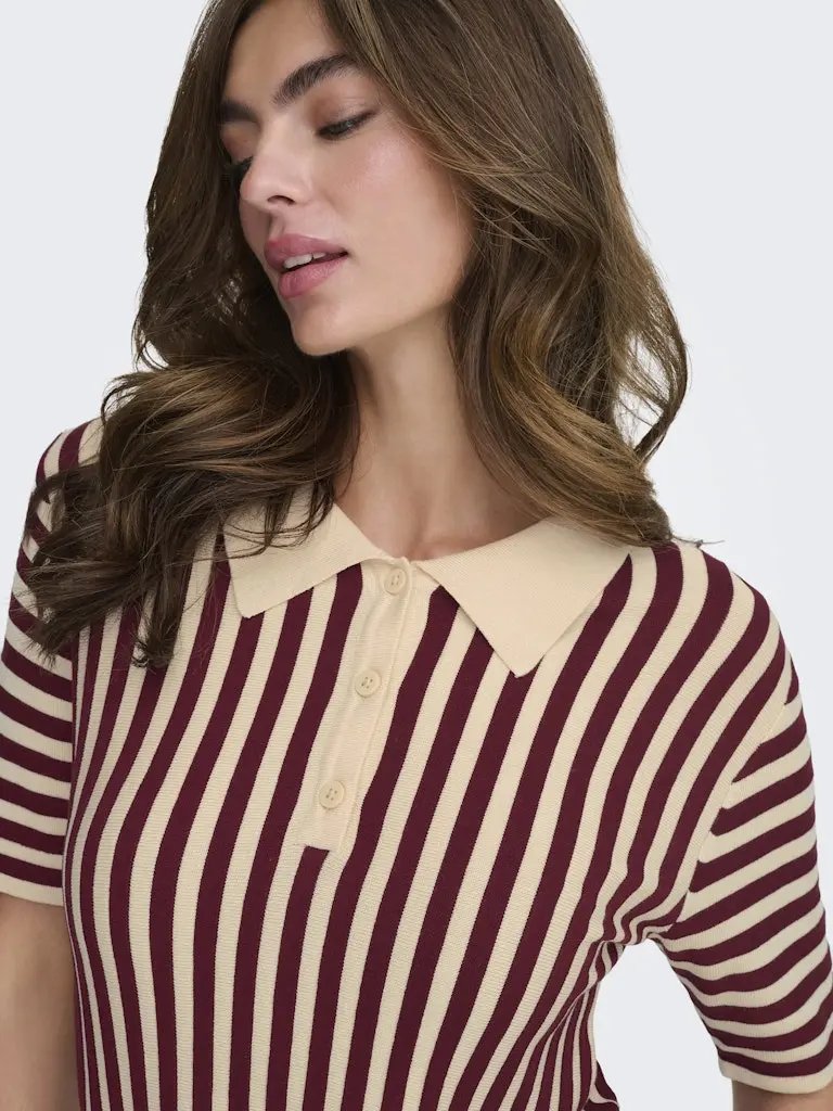 Nola Polo - Cabernet Stripes JDY