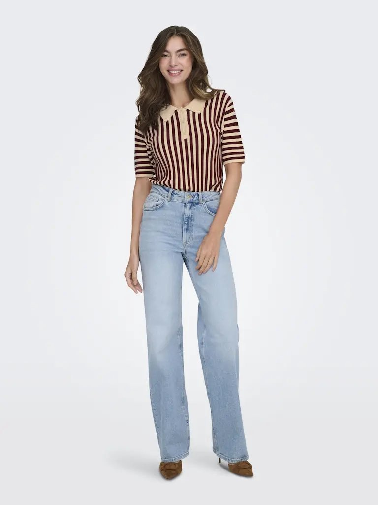 Nola Polo - Cabernet Stripes JDY