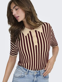 Nola Polo - Cabernet Stripes JDY