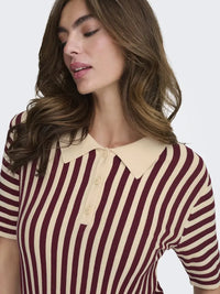 Nola Polo - Cabernet Stripes JDY
