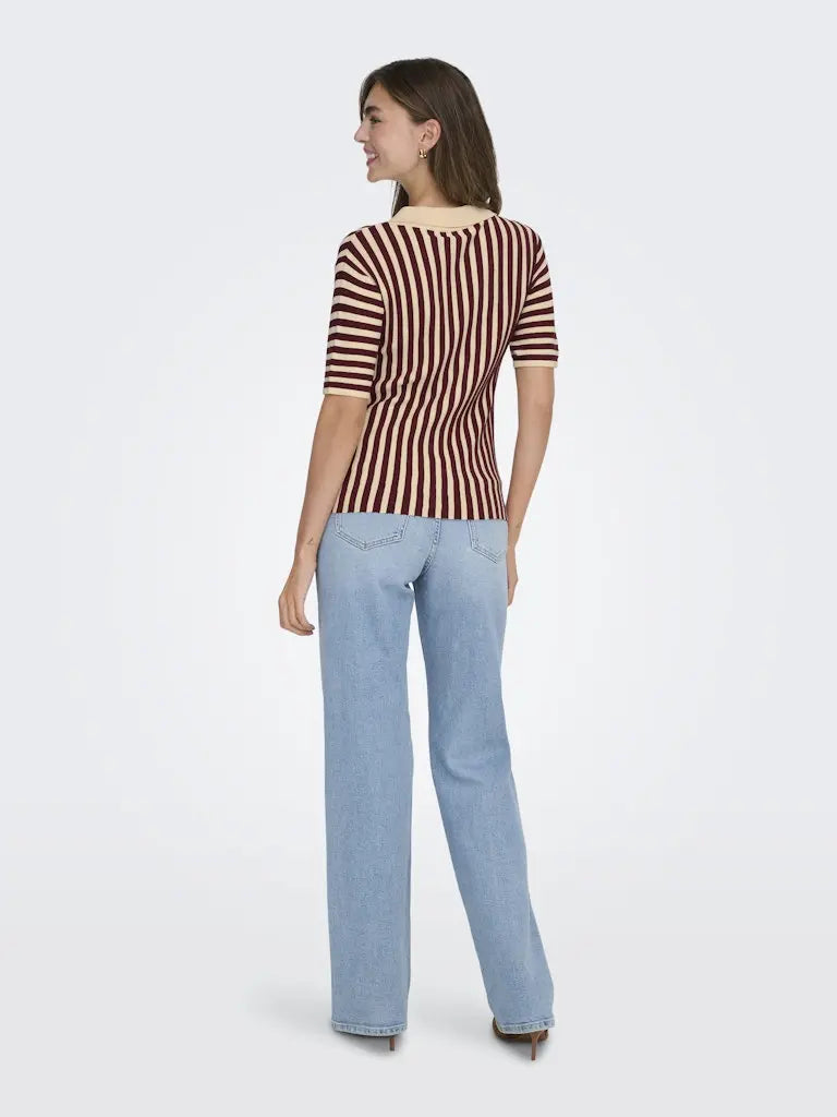 Nola Polo - Cabernet Stripes JDY