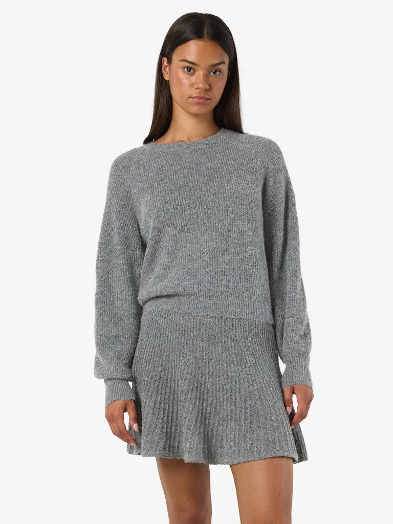 Nola Strikkegenser - Medium Grey Melange Noisy May