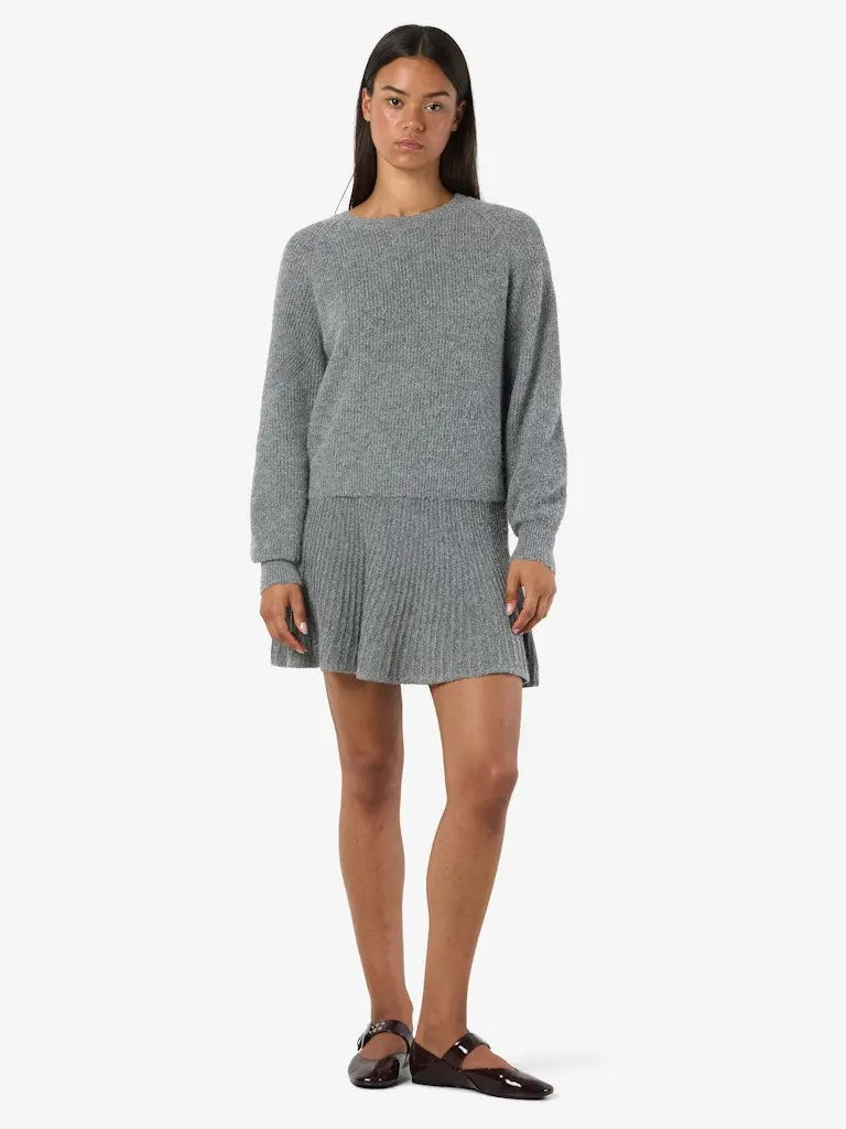 Nola Strikkegenser - Medium Grey Melange Noisy May