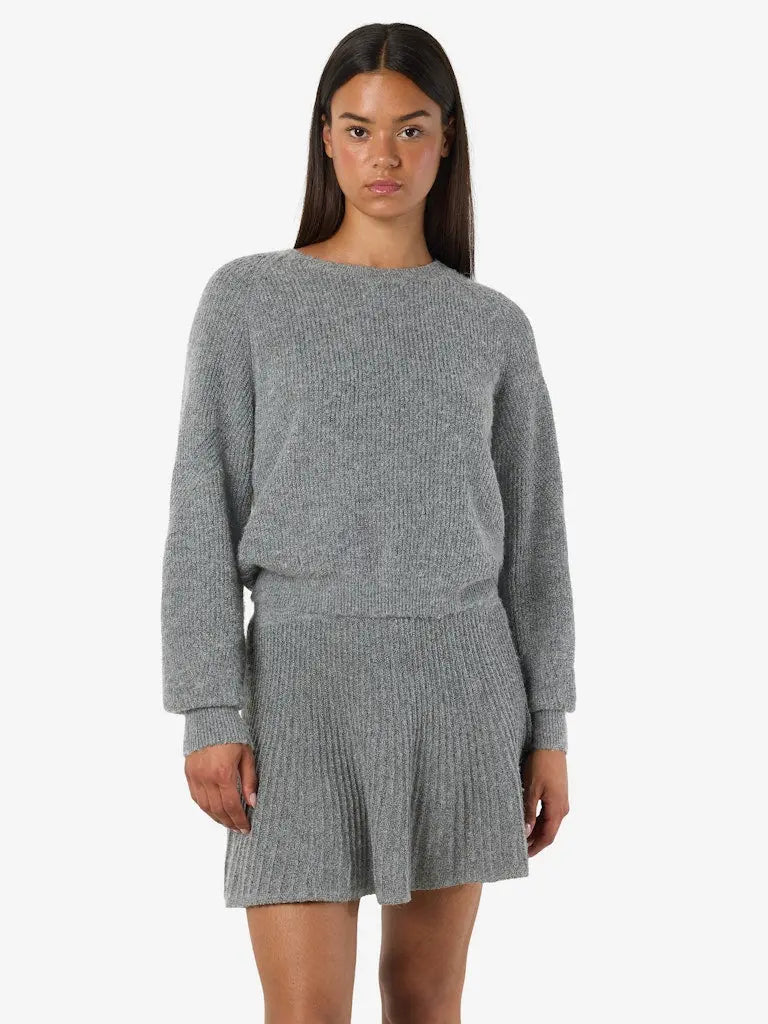 Nola Strikkegenser - Medium Grey Melange Noisy May