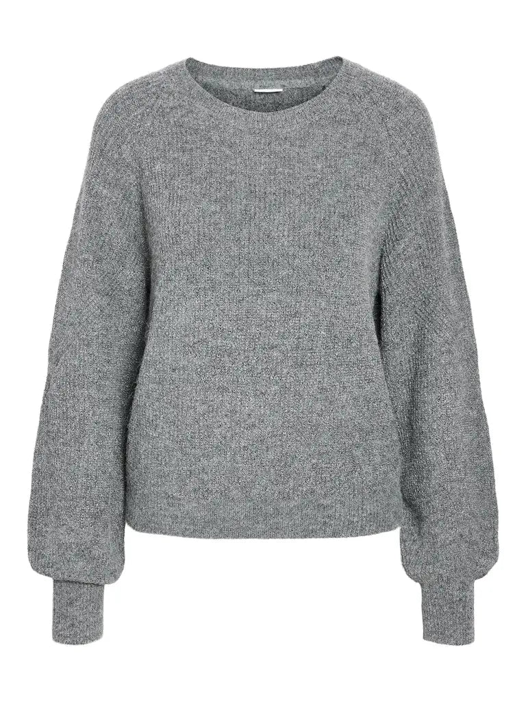 Nola Strikkegenser - Medium Grey Melange Noisy May