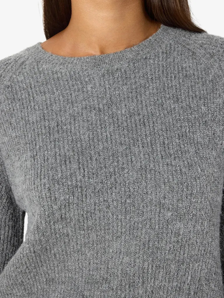 Nola Strikkegenser - Medium Grey Melange Noisy May