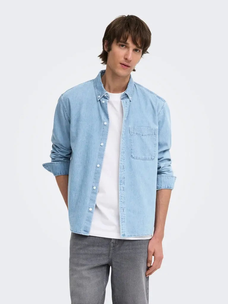 Orson Regular Denimskjorte - Light Blue Denim Only & Sons