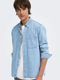 Orson Regular Denimskjorte - Light Blue Denim Only & Sons