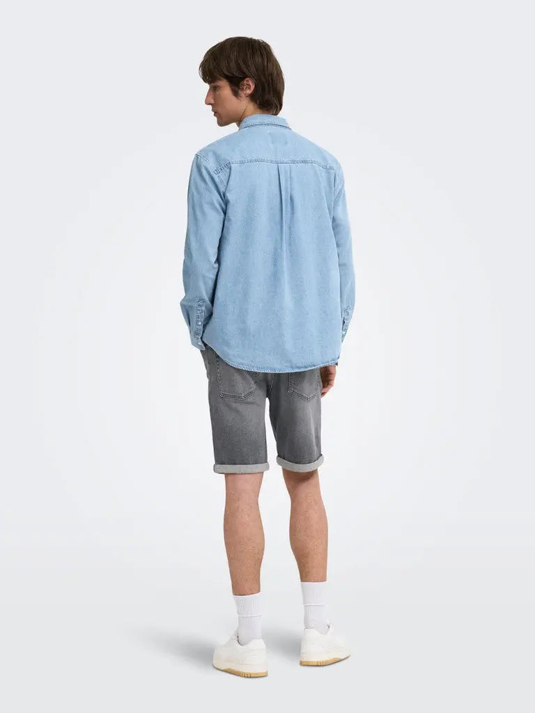 Orson Regular Denimskjorte - Light Blue Denim Only & Sons