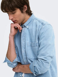 Orson Regular Denimskjorte - Light Blue Denim Only & Sons
