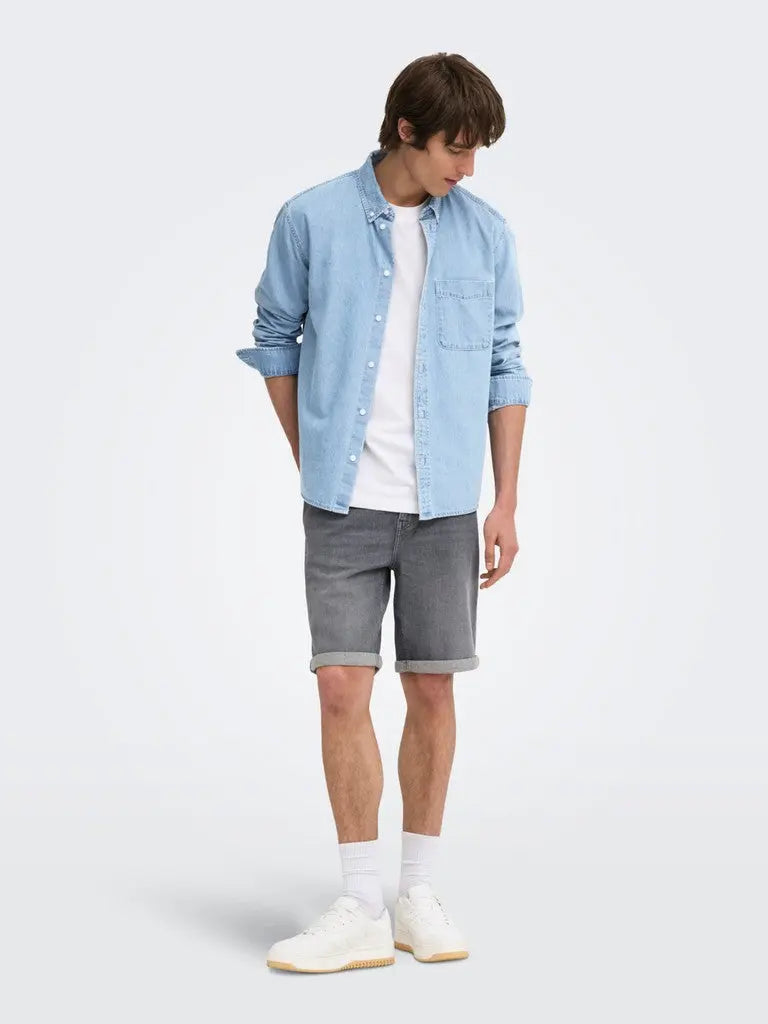 Orson Regular Denimskjorte - Light Blue Denim Only & Sons