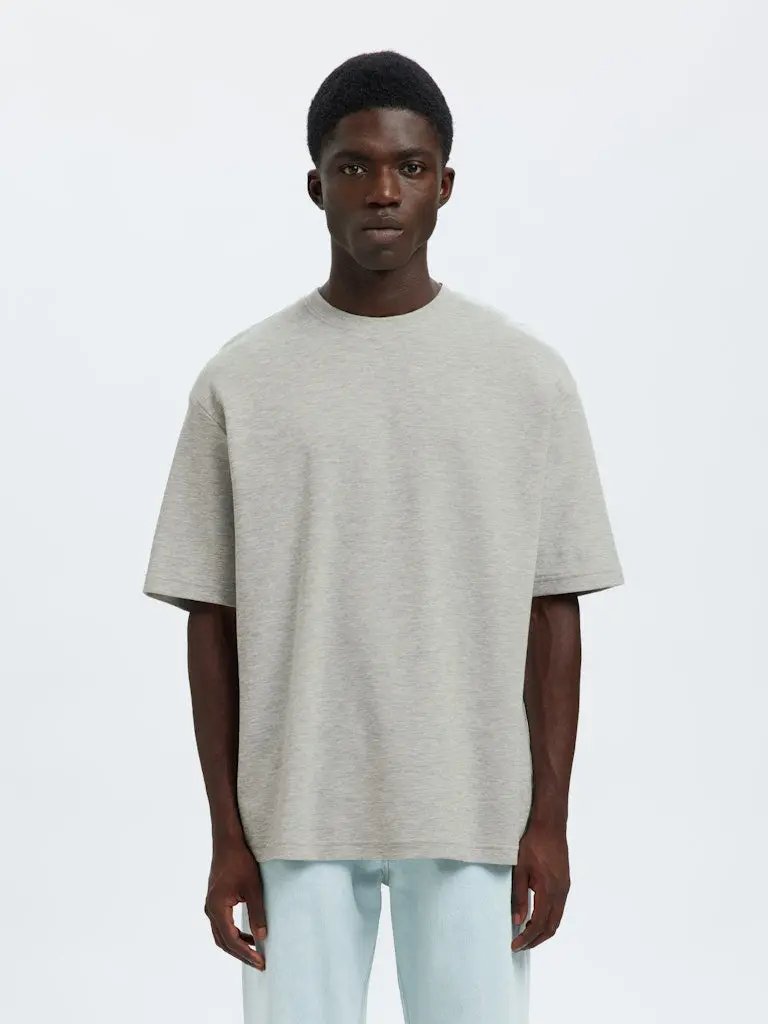 Oscar Loose T-Skjorte - Light Grey Melange Selected Homme