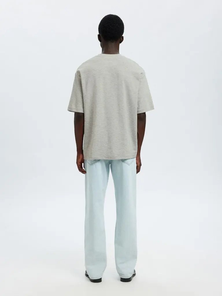 Oscar Loose T-Skjorte - Light Grey Melange Selected Homme