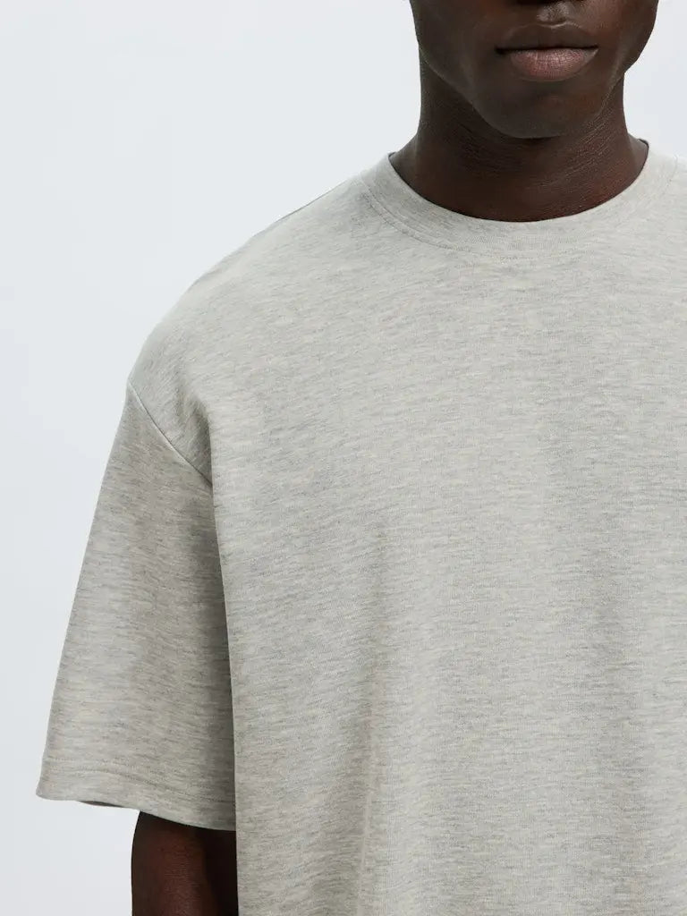 Oscar Loose T-Skjorte - Light Grey Melange Selected Homme