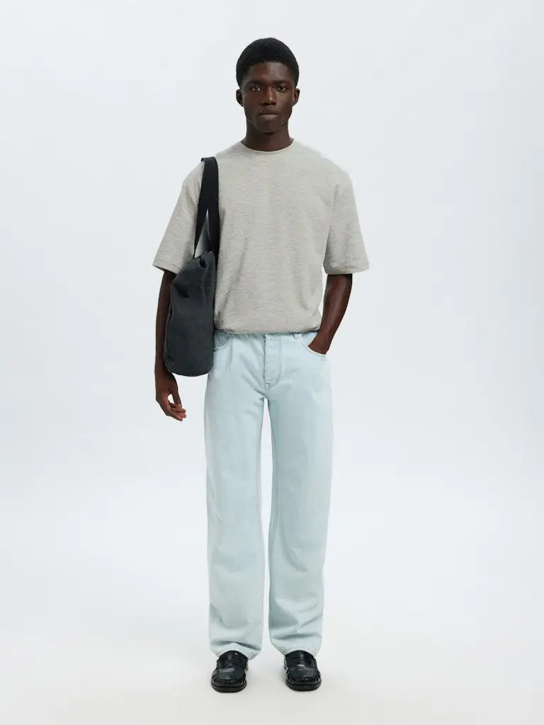 Oscar Loose T-Skjorte - Light Grey Melange Selected Homme