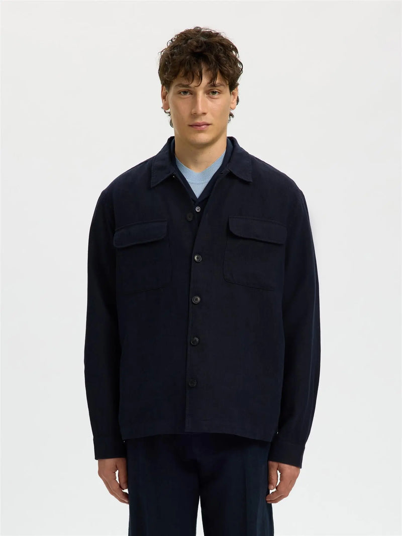 Otto Leroy Lin Overshirt - Sky Captain Selected Homme