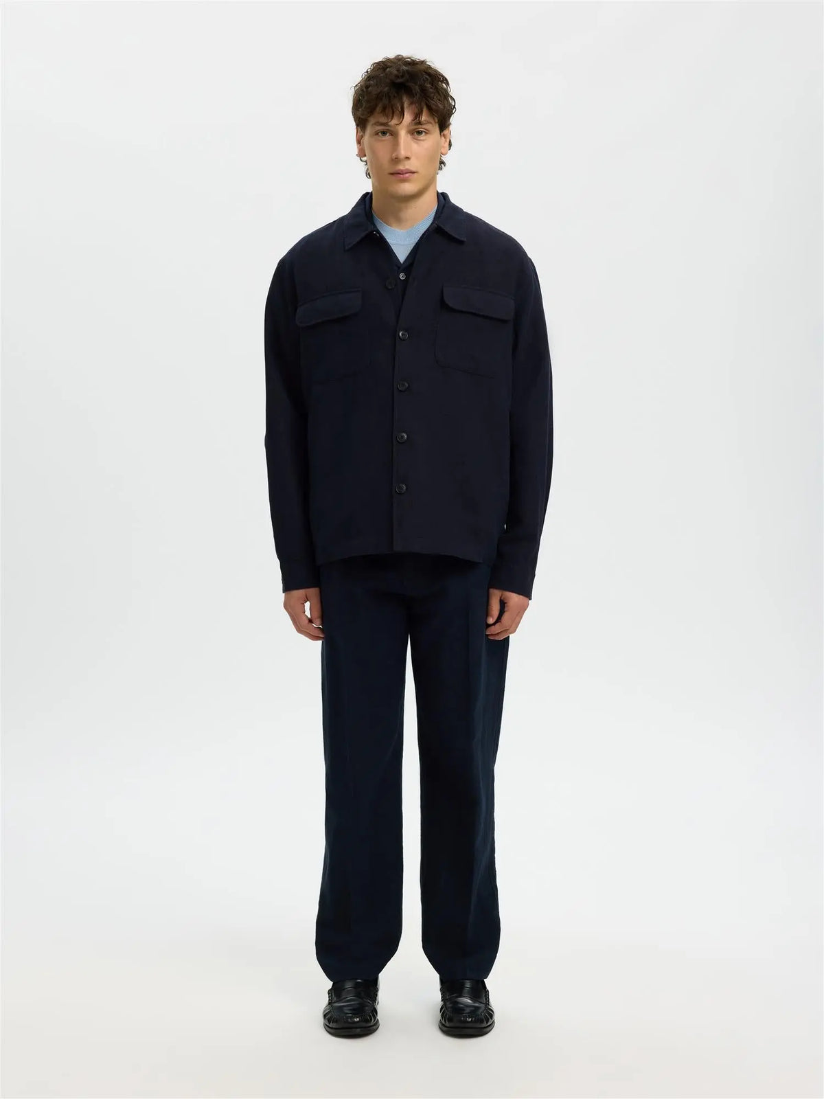 Otto Leroy Lin Overshirt - Sky Captain Selected Homme