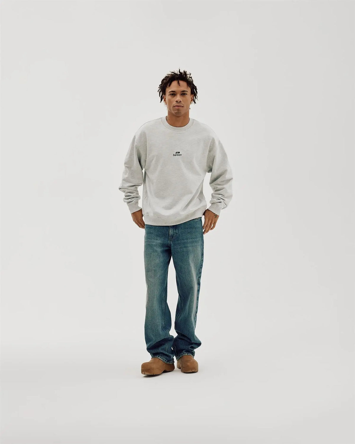 Oversized Crewneck Logo Genser - Cloudy Grey Bareen