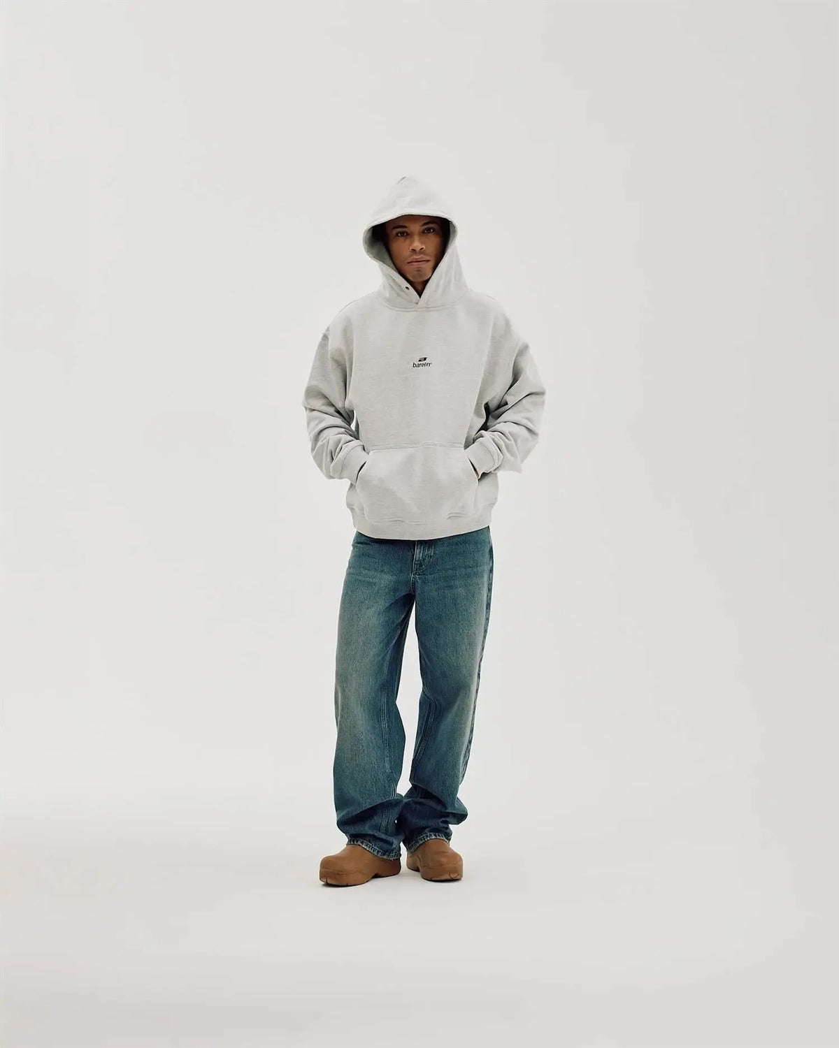 Oversized Logo Hoodie - Cloudy Grey Bareen