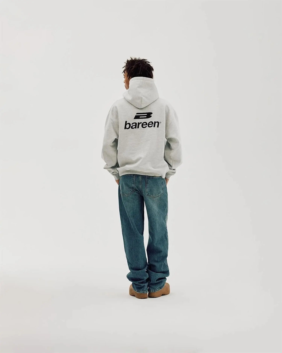 Oversized Logo Hoodie - Cloudy Grey Bareen