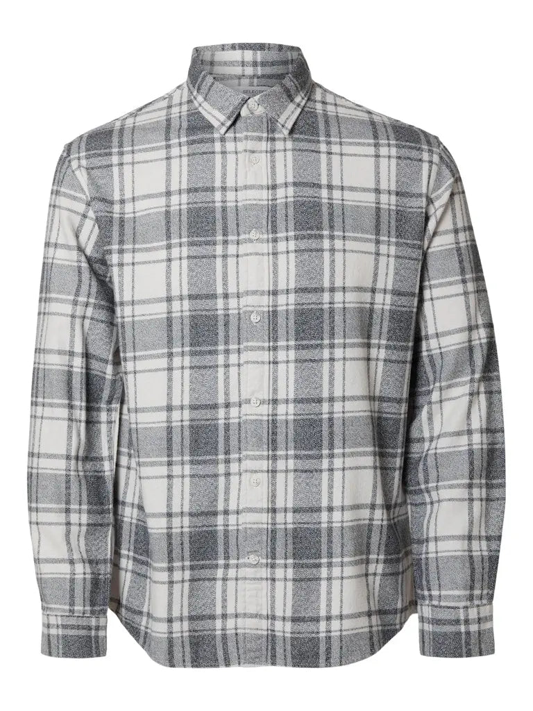 Owen Regular Check Flanellskjorte - Egret Checks Selected Homme