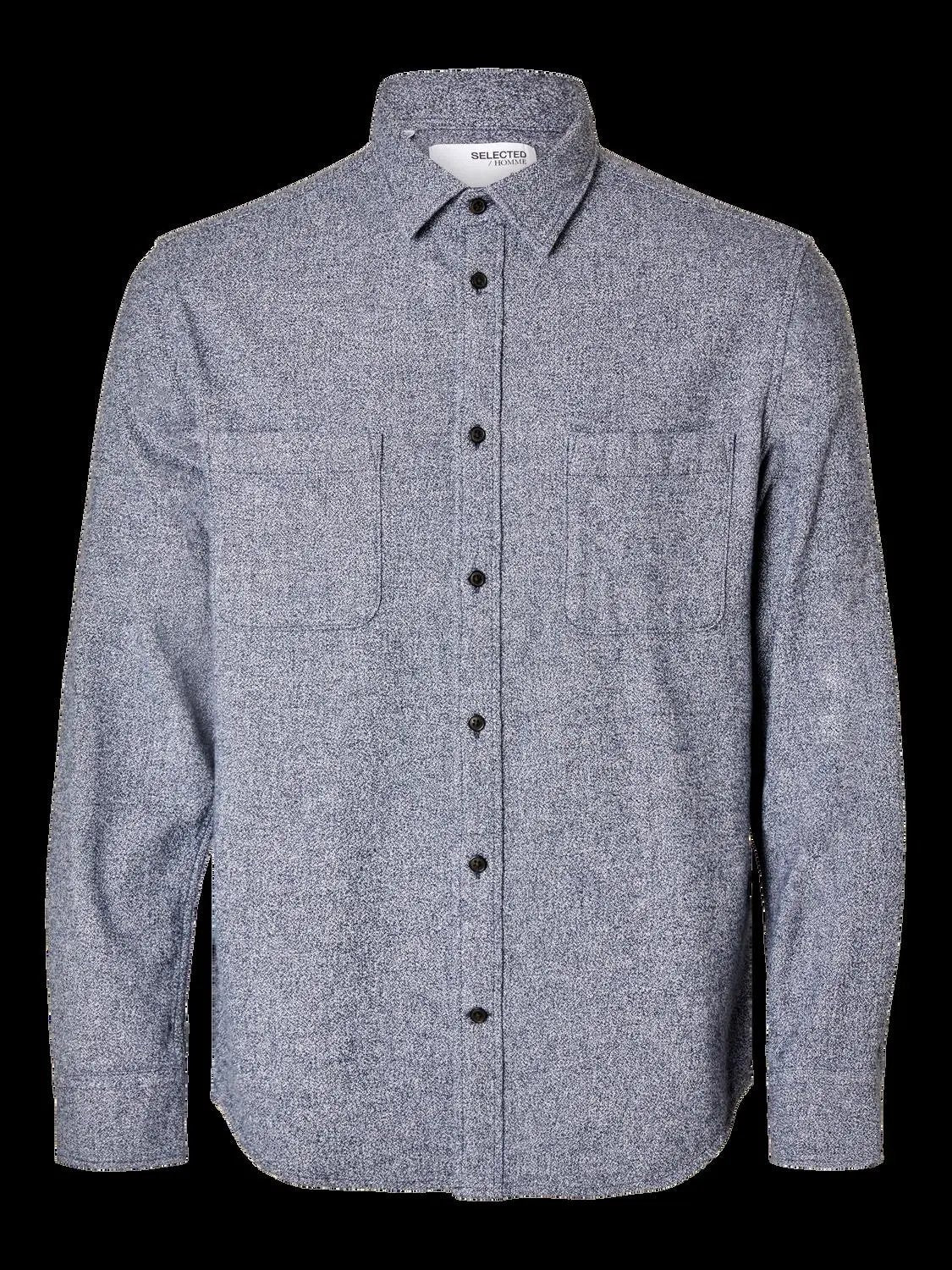 Owen Regular Overshirt - Medium Blue Melange Selected Homme