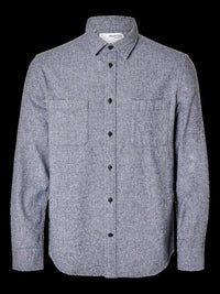 Owen Regular Overshirt - Medium Blue Melange Selected Homme