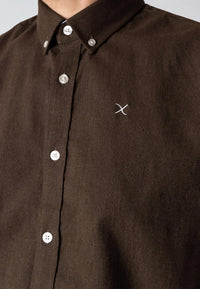 Oxford Stretch Skjorte - Dark Brown Melange Clean Cut Copenhagen